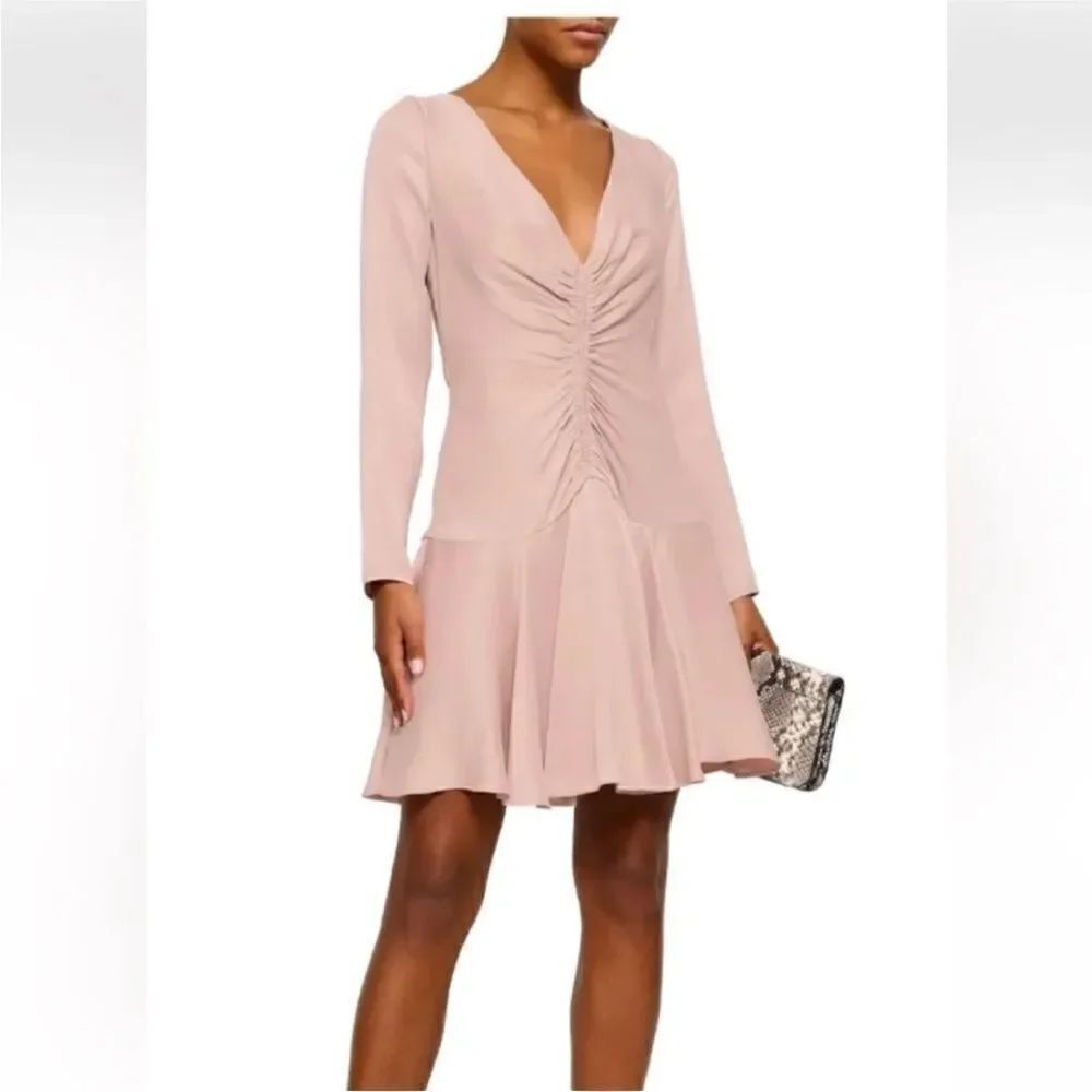 Zimmermann 100% viscose Elegant Pink Long Sleeve ruched Dress, S